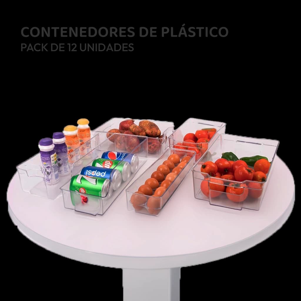 Contenedores de plástico para refrigeradora - 12 unidades