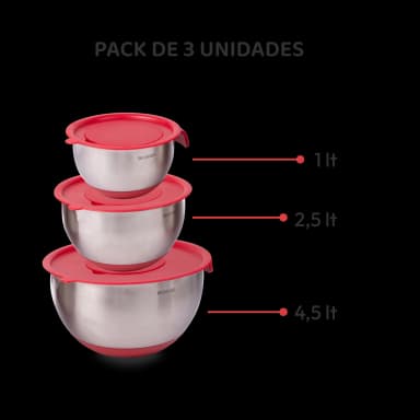 Tazones mezcladores de acero inoxidable